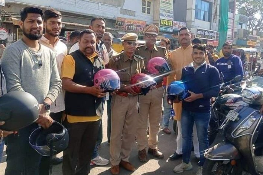 भीम सेना ने "भारतीय सेना दिवस" के अवसर पर ""सड़क सुरक्षा सप्ताह"" के अंतर्गत 25 हेलमेट वितरित किए