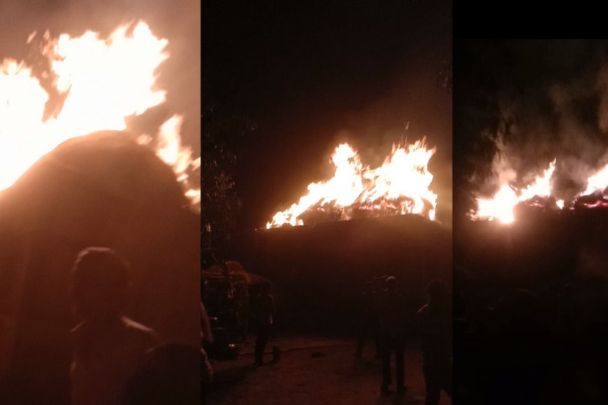 कांग्रेस प्रत्याशी रमेश मीणा के प्रचार के दौरान पटाखे फोड़ने से पड़ोसी के घास में लगी आग