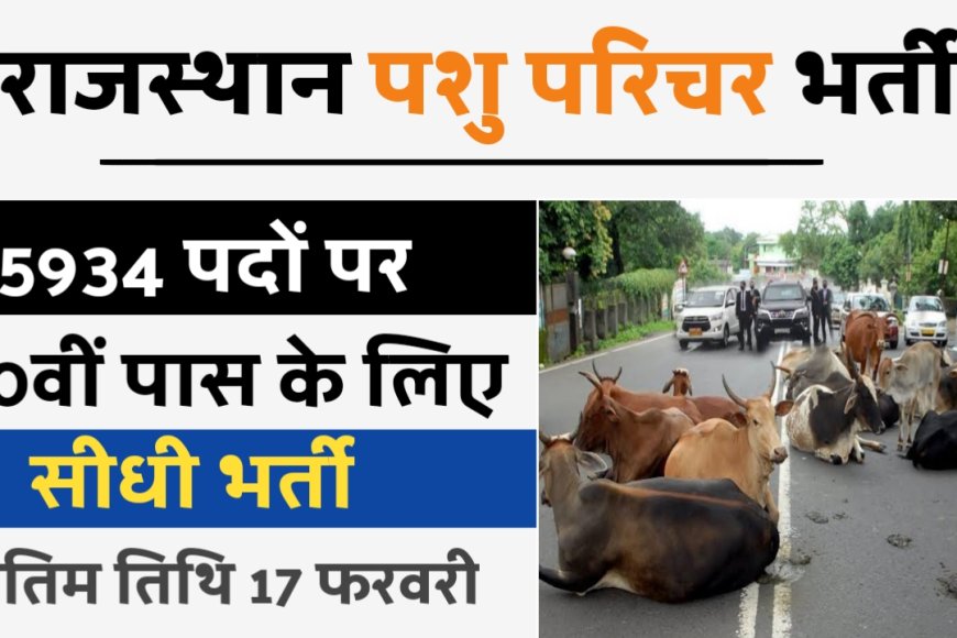 Rajasthan Pashu Parichar Bharti 2024 : राजस्थान में 5934 पशु परिचर के पदों पर भर्ती के लिए आवेदन शुरू, ऐसे करें अप्लाई