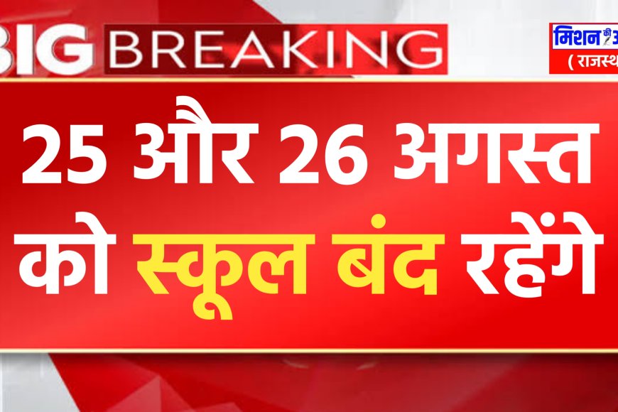 25 और 26 अगस्त का विद्यालयों में रहेगा अवकाश, रविवार और जन्माष्टमी की रहेगी छुट्टी