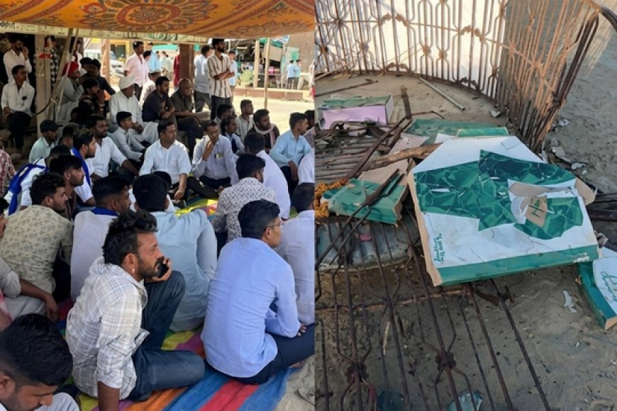 बाड़मेर अंबेडकर सर्किल विवाद: आडेल गांव में डॉ. भीमराव अंबेडकर की तस्वीर टूटने पर लोगों का प्रदर्शन