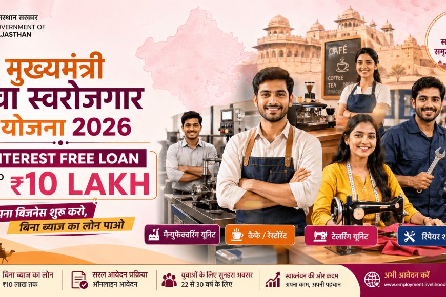 मुख्यमंत्री युवा स्वरोजगार योजना 2026: राजस्थान के युवाओं को बिना ब्याज ₹10 लाख तक का लोन, ऐसे करें आवेदन