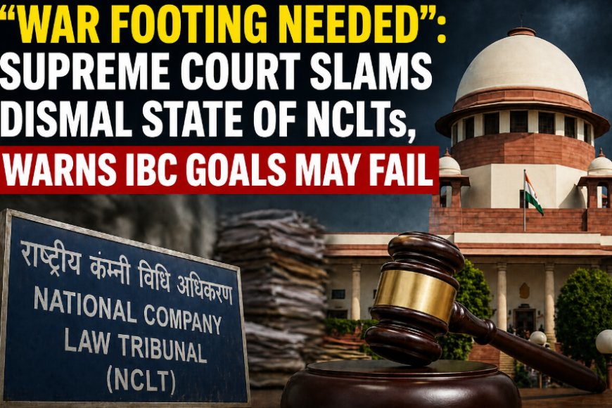 सुप्रीम कोर्ट सख्त: NCLT की बदहाली पर जताई चिंता, कहा—'युद्ध स्तर पर काम करने की जरूरत, वरना फेल हो जाएगा दिवाला कानून'