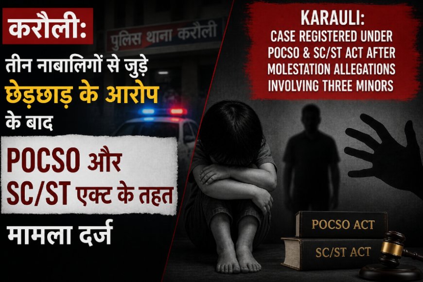 करौली: तीन नाबालिग बच्चियों के साथ छेड़छाड़ और जातीय अपमान का मामला, आरोपी के खिलाफ POCSO व SC/ST एक्ट में FIR दर्ज