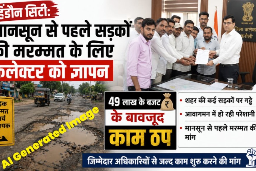 हिंडौन सिटी: मानसून से पहले सड़कों की मरम्मत के लिए कलेक्टर को ज्ञापन; 49 लाख के बजट के बावजूद काम ठप