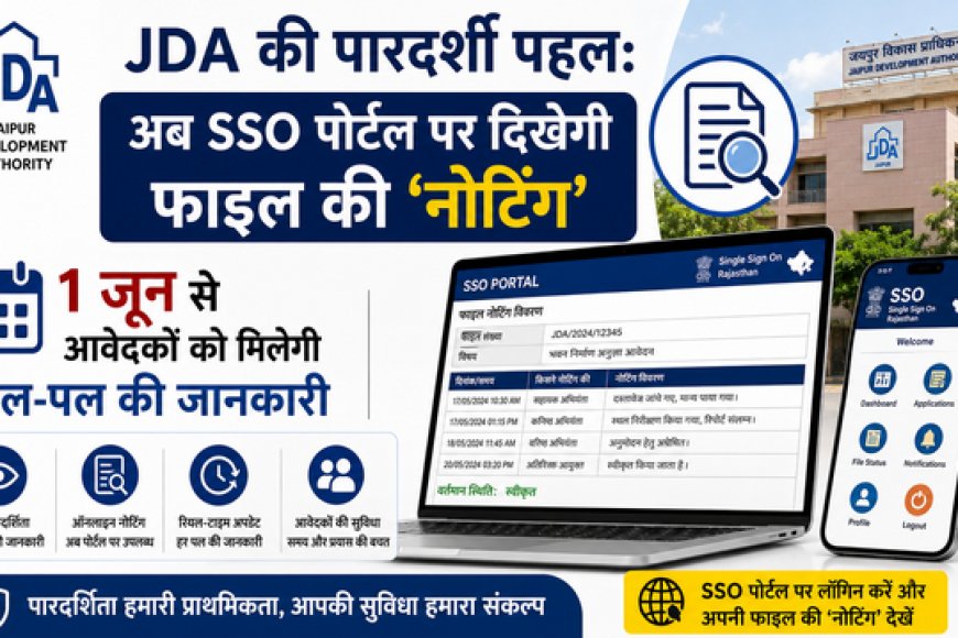 JDA की पारदर्शी पहल: अब SSO पोर्टल पर दिखेगी फाइल की 'नोटिंग'; 1 जून से आवेदकों को मिलेगी पल-पल की जानकारी