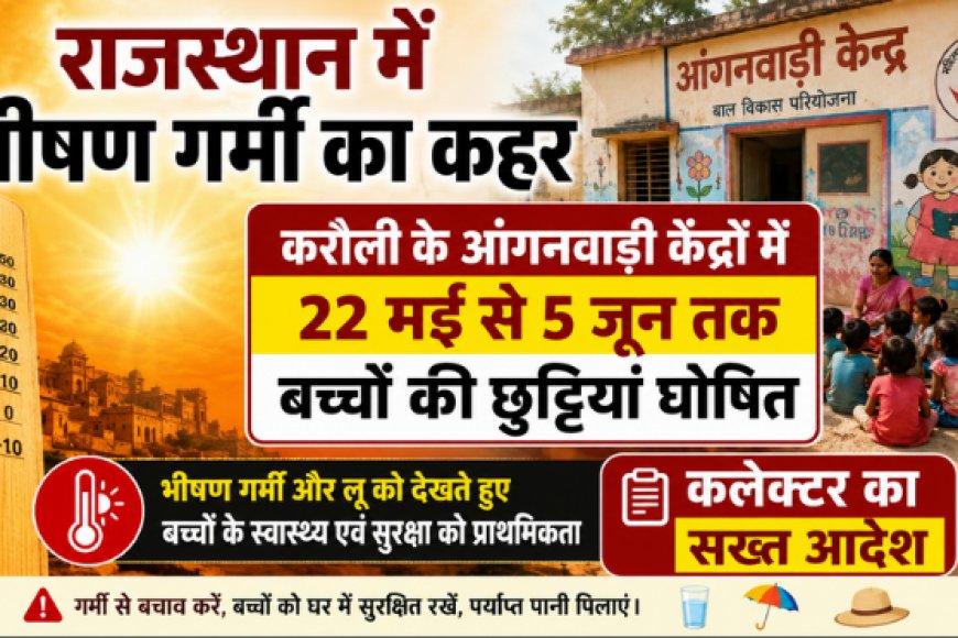 राजस्थान में भीषण गर्मी का कहर: करौली के आंगनवाड़ी केंद्रों में 22 मई से बच्चों की छुट्टियां घोषित, कलेक्टर का सख्त आदेश